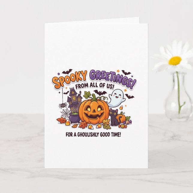 Cartão de festa de Halloween com Saudações Assusta (Planta pequena)