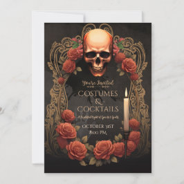 Cartão de Festa de Halloween de Trajes Góticos e C