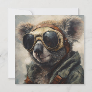 Cartão de festa de piloto de koala australiano com