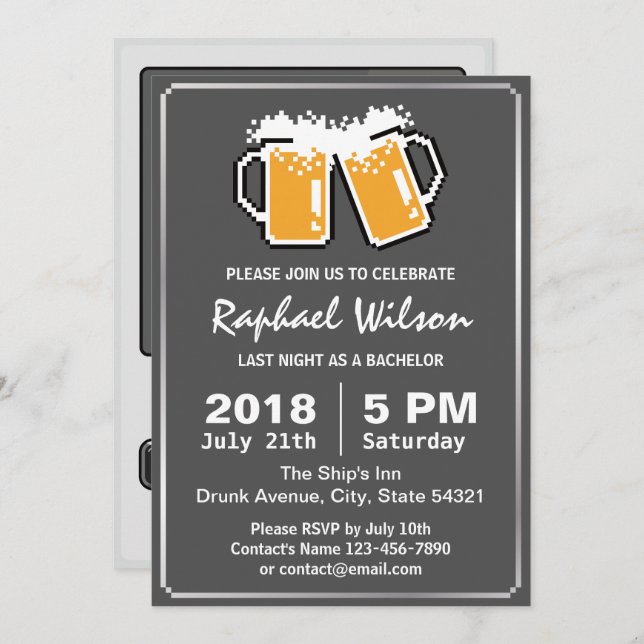 Cartão de festa de solteiro de cervejas engraçadas (Frente/Verso)