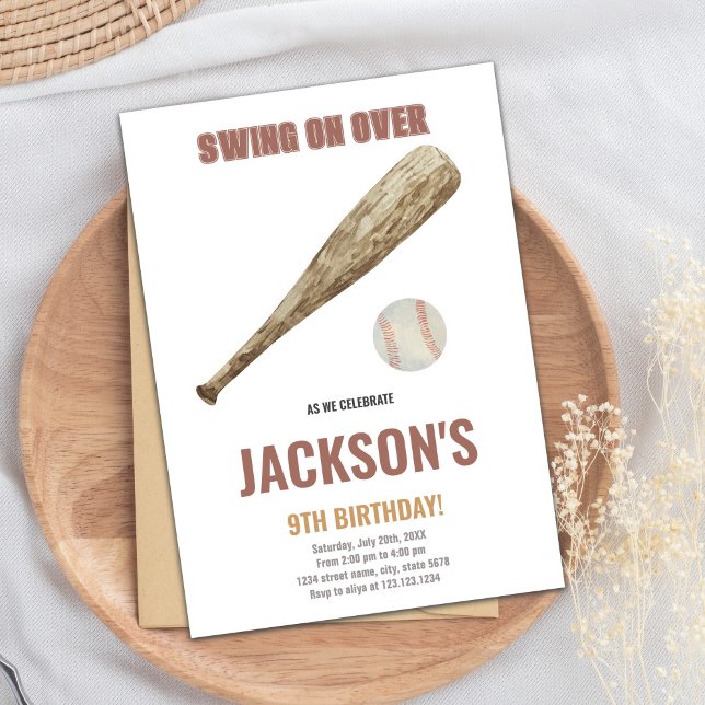 Cartão de Festa Desportiva para Meninos Editáveis  (Baseball Birthday Invitations)