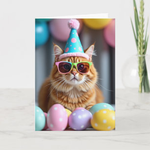 Cartão de festa do gato legal