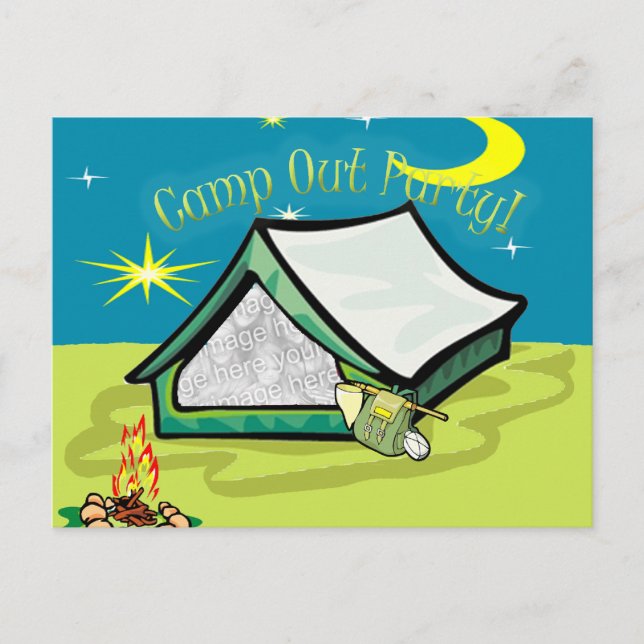Cartão de Festa Fotográfica de Camp Out (Frente)