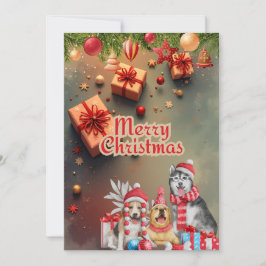 CARTÃO DE FESTIVIDADES かわいい犬のクリスマスカード♡