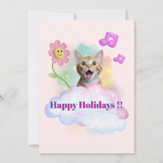 Cartão De Festividades 可愛い『Happy Holidays』おしゃべりねこ♡