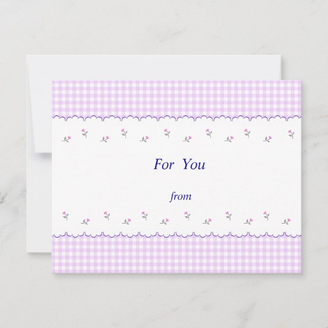 CARTÃO DE FESTIVIDADES 文字　カスタマイズ　野ばら　チェック　ピンク  (Frente)