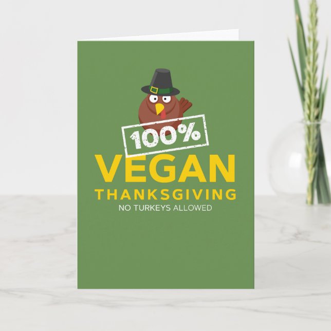 Cartão De Festividades 100% Vegan Janta de Ação de Graças. Sem Perus Perm (Frente)