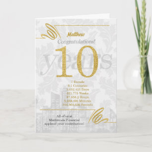 Cartão De Festividades 10 anos de Elegância Comercial de Aniversário de