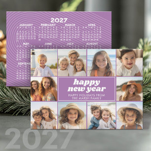 Cartão De Festividades 10 Colagem de Fotos - Calendário Feliz Ano Novo 20