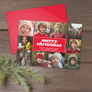Cartão De Festividades 10 Colagem de Fotos - Feliz Natal Linha de Arte Ve