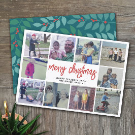 Cartão De Festividades 10 Colagem de Fotos - Feliz Teal de Natal Botânico