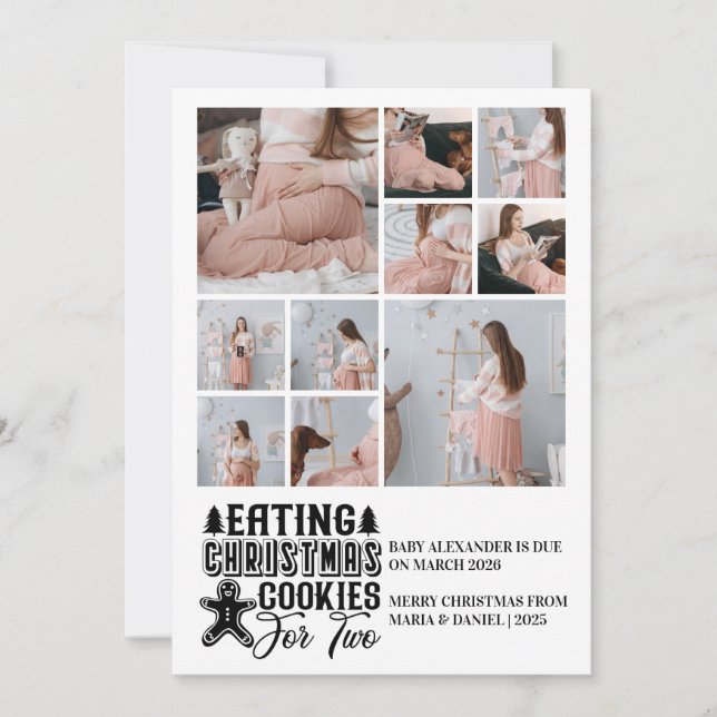 Cartão De Festividades 10 Fotografias de Natal para 2 Gravidez (Frente)