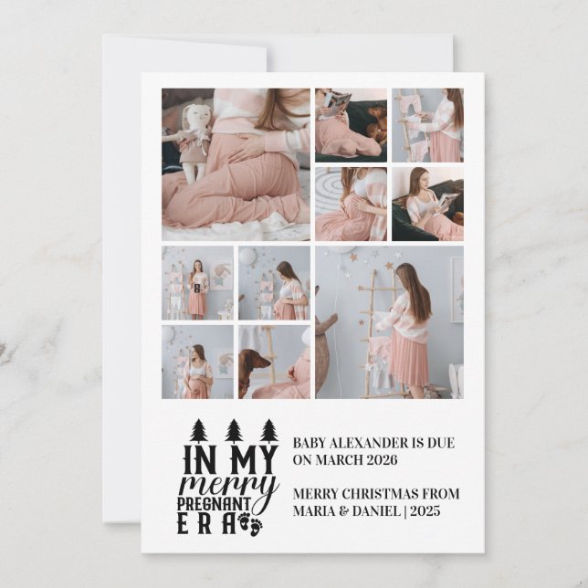Cartão De Festividades 10 Photo In My Merry Pregnant Era Christmas (Frente)
