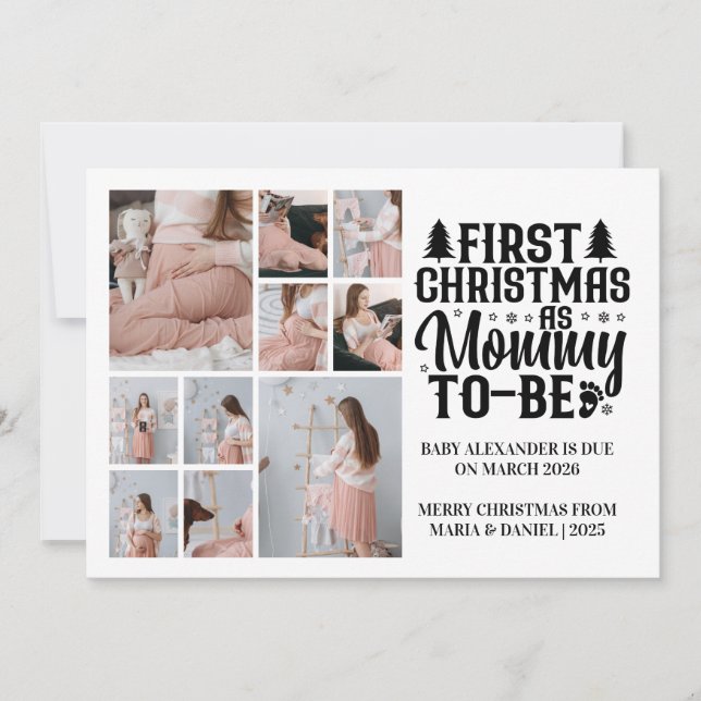 Cartão De Festividades 10 Photo Mommy to be Christmas Pregnancy  (Frente)