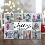 Cartão De Festividades 10 Torres de Colagem de Fotografias com Stripes de<br><div class="desc">Use 10 fotos quadradas e faça uma saudação de Natal exclusiva e moderna,  saudando com um grande roteiro moderno na frente e um padrão simples no verso. Se precisar mover alguma coisa,  clique no botão personalizar para fazer alterações.</div>