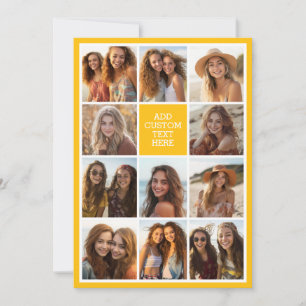 Cartão De Festividades 11 Colagem de Fotos Texto Personalizado - Amarelo