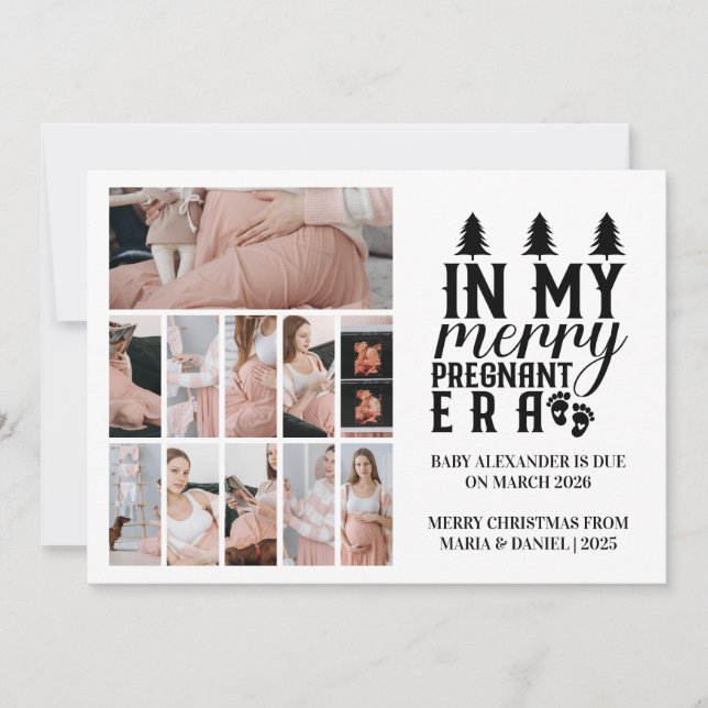 Cartão De Festividades 11 Photo In My Merry Pregnant Era Christmas (Frente)