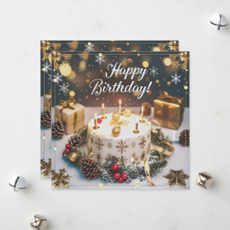 Cartão De Festividades 12月の煌めくバースデーカード/Sparkling December Birthday Card