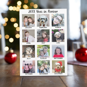 Cartão De Festividades 12 Ano de Colagem de Fotos em Revisão - Adicionar 