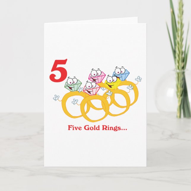 Cartão De Festividades 12 days five gold rings (Frente)