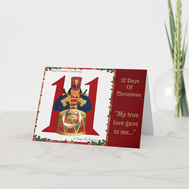 Cartão De Festividades 12 Days of Christmas Eleven Drummers Drumming (Frente)