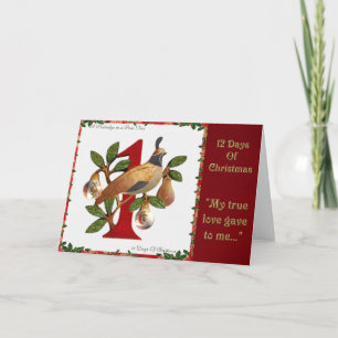 Cartão De Festividades 12 Days of Christmas Partridge in a Pear Tree