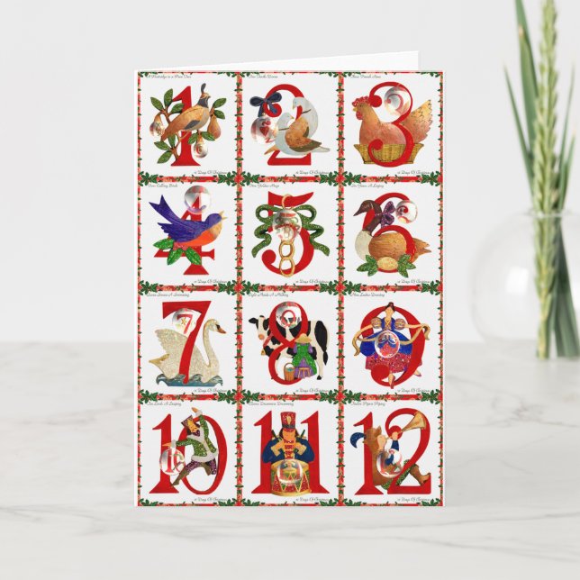 Cartão De Festividades 12 Days Of Christmas Quilt Print Gifts (Frente)