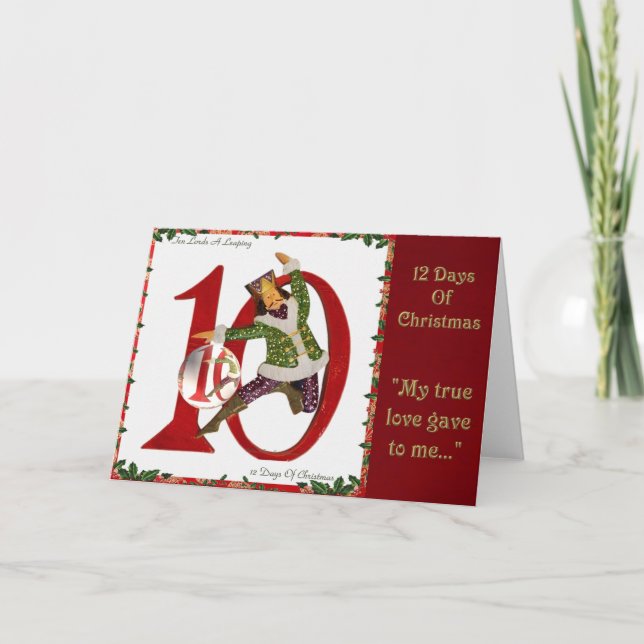 Cartão De Festividades 12 Days of Christmas Ten Lords A Leaping (Frente)