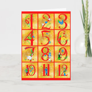 Cartão De Festividades 12 dias de arte popular de Natal Feliz Natal