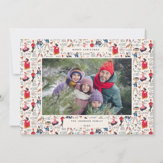 Cartão De Festividades 12 dias de foto tradicional clássica de Natal (Frente)