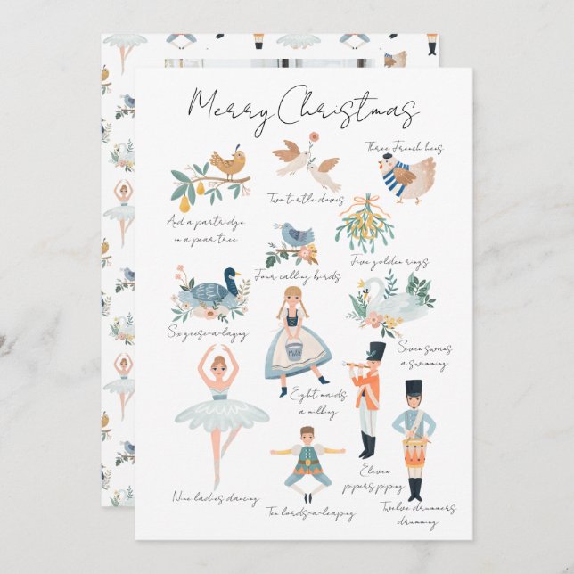 Cartão De Festividades 12 dias de fotos de Natal personalizadas (Frente/Verso)