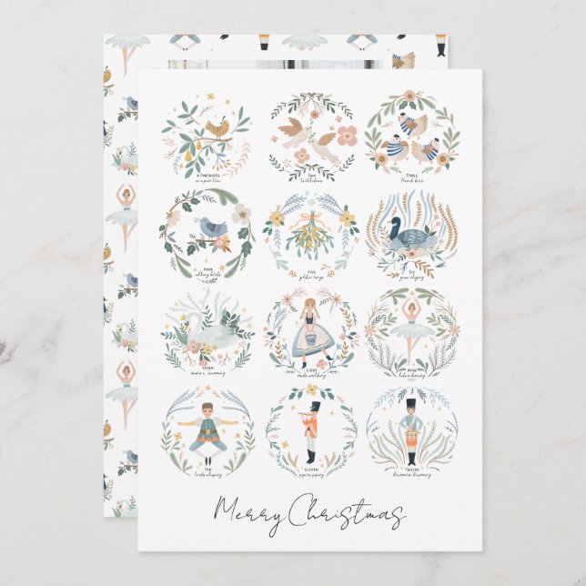 Cartão De Festividades 12 dias de fotos de Natal personalizadas (Frente/Verso)