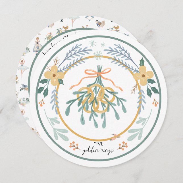 Cartão De Festividades 12 dias de Natal Cinco (Frente/Verso)