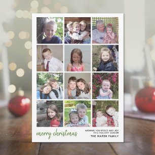 Cartão De Festividades 12 Foto Feliz Natal com fundo botânico de sage