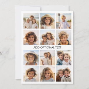 Cartão De Festividades 12 Fotos - Colagem Moderna - Branco com Texto