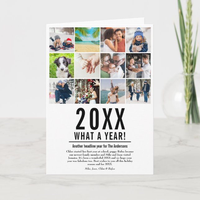 Cartão De Festividades 12 Notícias Da Família De Fotografias Ano Em Análi (Frente)