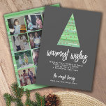 Cartão De Festividades 12 Photo - Warmest Wishes Christmas Tree Ornaments<br><div class="desc">FRONT DESIGN: A modern, minimal Christmas Tree with a Watercolor background and ornaments. The greeting - Warmest Wishes - can be changed. A message area is also included with an area to add a family signature and individual names. The background color is a charcoal gray. -------- BACK DESIGN: Use 12...</div>