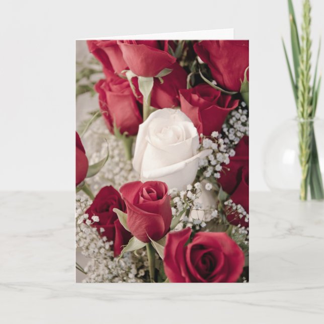 Cartão De Festividades 12 red 1 white valentine rosebuds collection (Frente)