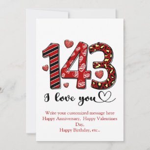 Cartão De Festividades 143 Eu Te Amo Personalizado Dia dos Namorados Aniv