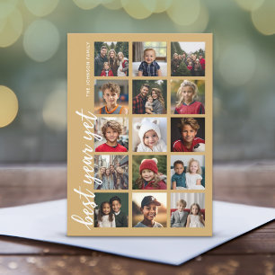 Cartão De Festividades 15 Foto Melhor Ano Até Agora HYN Minimal Dourado