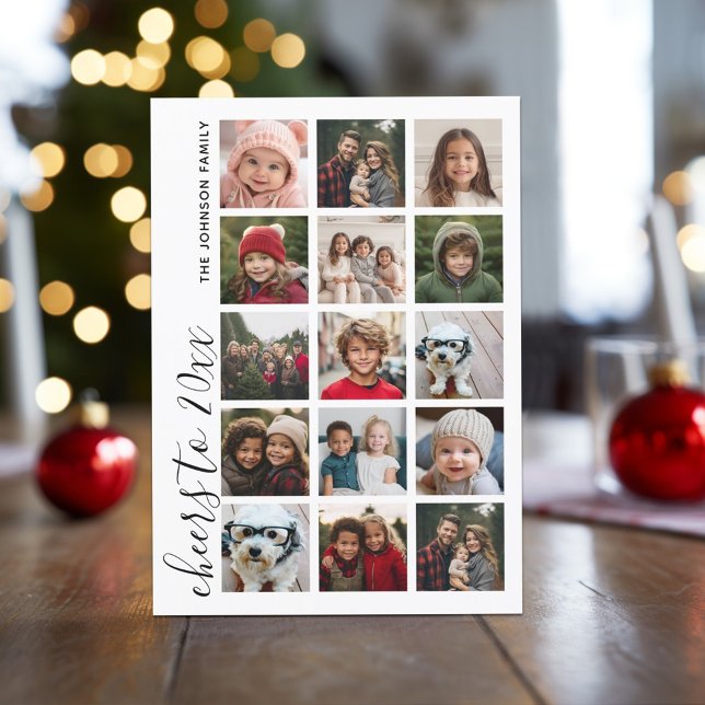 Cartão De Festividades 15 Fotos animadas ao ano Hino Natal Mínimo (15 Photo Collage - Online Christmas Card - Download Option Available)