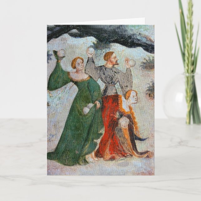 CARTÃO DE FESTIVIDADES 15TH CENTURY SNOWBALL FIGHT GREETING CARD ! (Frente)