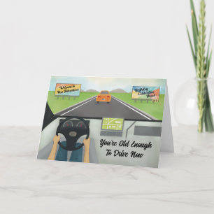 Cartão De Festividades 16º aniversário, o suficiente para dirigir