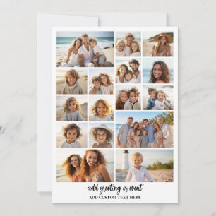 Cartão De Festividades 16 Colagem de Fotos - Texto Personalizado - Preto