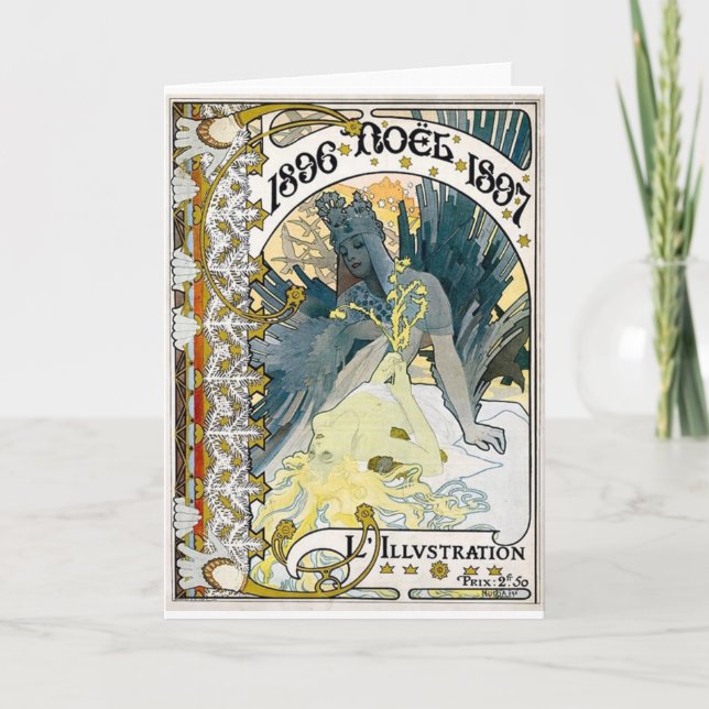 Cartão De Festividades 1896 NOEL 1897 Alphonse Maria Mucha (Frente)