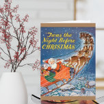 Cartão De Festividades 1938 Vintage Santa Claus Sleigh Reindeer Voando<br><div class="desc">Este design é um antigo Natal de 1938 e uma Reindeer Voadora,  publicada por Merrill e ilustrada pelo artista Milo Winter. Aproveite o toque retrô do passado com este design clássico. Mude as palavras e a cor de fundo para se adequar ao seu próprio gosto.</div>