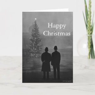 Cartão De Festividades 1948: Two policemen regard Christmas Tree