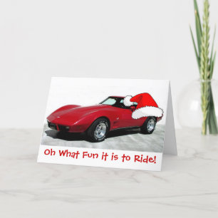 Cartão De Festividades 1979 Christmas Red Corvette