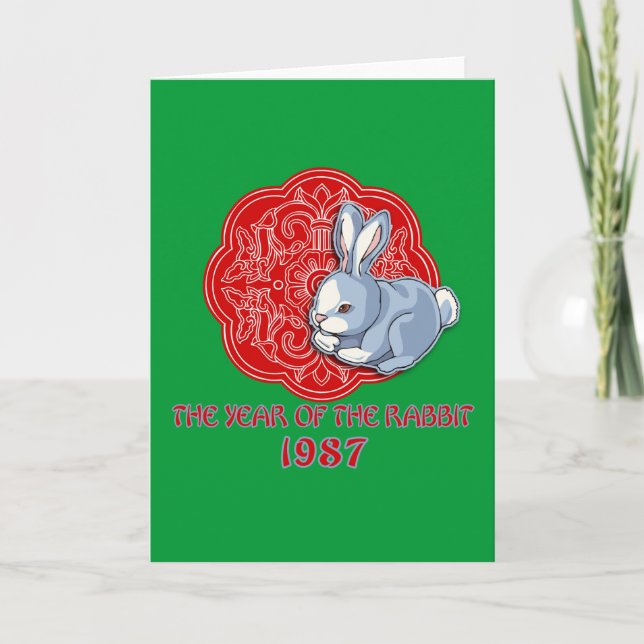 Cartão De Festividades 1987 O Ano do Coelho Oferece (Frente)