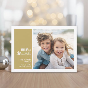 Cartão De Festividades 1 Colagem de Fotos Natal Minimalista dourado